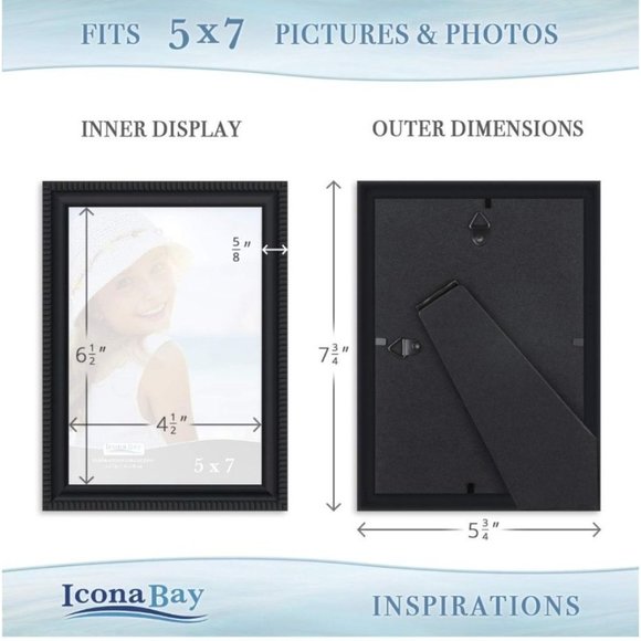 Icona Bay 5x7 Picture Frames (Black, Set of 4 Pack) - Picture 10 of 11